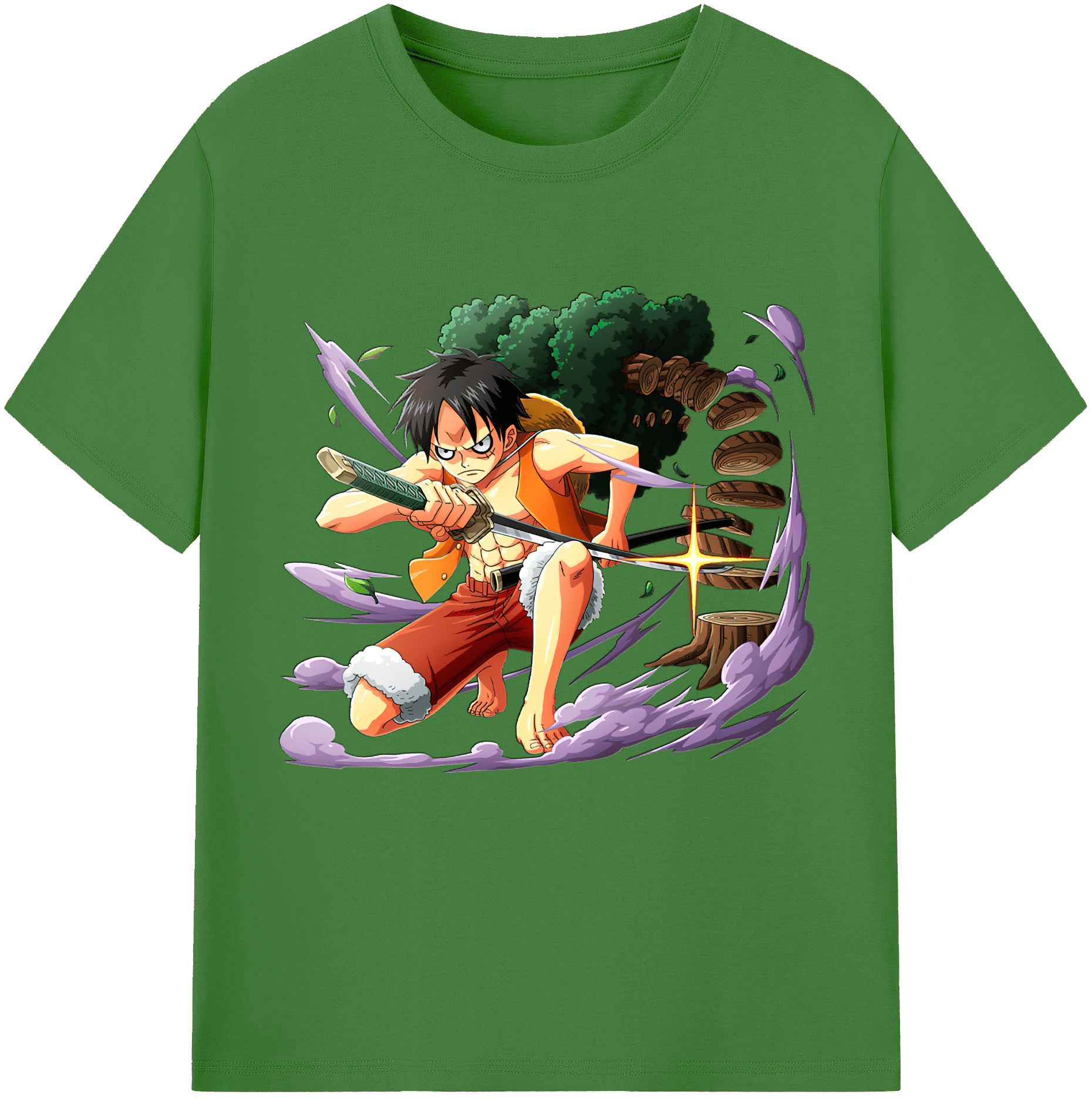 ワンピース モンキー・D・ルフィ ONE PIECE Monkey D. Luffy レディースカジュアルプリントTシャツ（綿100％）